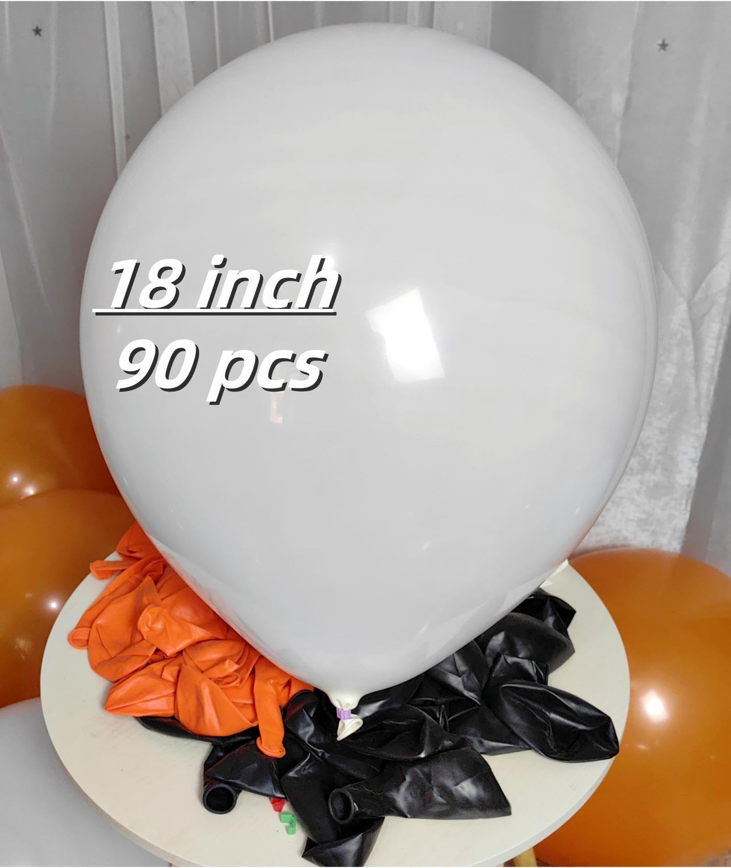 90 Pack Black White Orange Balloons 18 inch Latex Party Balloon Bulk for Halloween Various Party Events Decorations