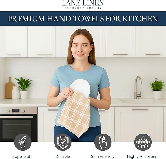 LANE LINEN Cotton Kitchen Towels Set, Quick-Drying, Premium Dish Towels