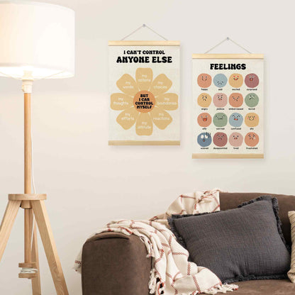 TLESKE Mental Health Feelings Emotions Chart Poster Hanger Frame for Toddler Kid Classroom Set of 2, Homeschool Wall Art Decor for Nursery Playroom, Preschool Prek Learning Educational Poster, 12x16