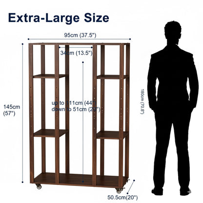 MOOFI Extra-Large Art Storage Rack with Wheels, Adjustable Display Wooden Drying Rack for Canvas, Panels, Prints and Artworks, Multi-Tier Art Organizer for Galleries, Classroom, Studios (Walnut)