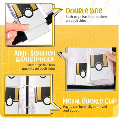 900 - Pockets Trading Card Binder with Removable 50 Sleeves, Card Collector Album with Zipper, Portable Card Holder Book Fits Sports Card, Game Card - Black