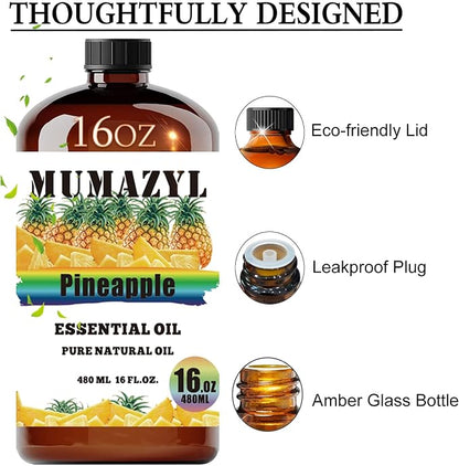 Pineapple Essential Oil, Pineapple Oil 16 Fl Oz 480ML for Diffuser Humidifier Yoga Cleaning DIY Candle Soap Making MUMAZYL Essential Oils