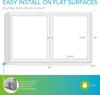 Ghent 36"x60" 2-Door Outdoor Enclosed Vinyl Bulletin Board, Shatter Resistant, with Lock, Satin Aluminum Frame - Ebony (PA23660VX-183), Made in the USA