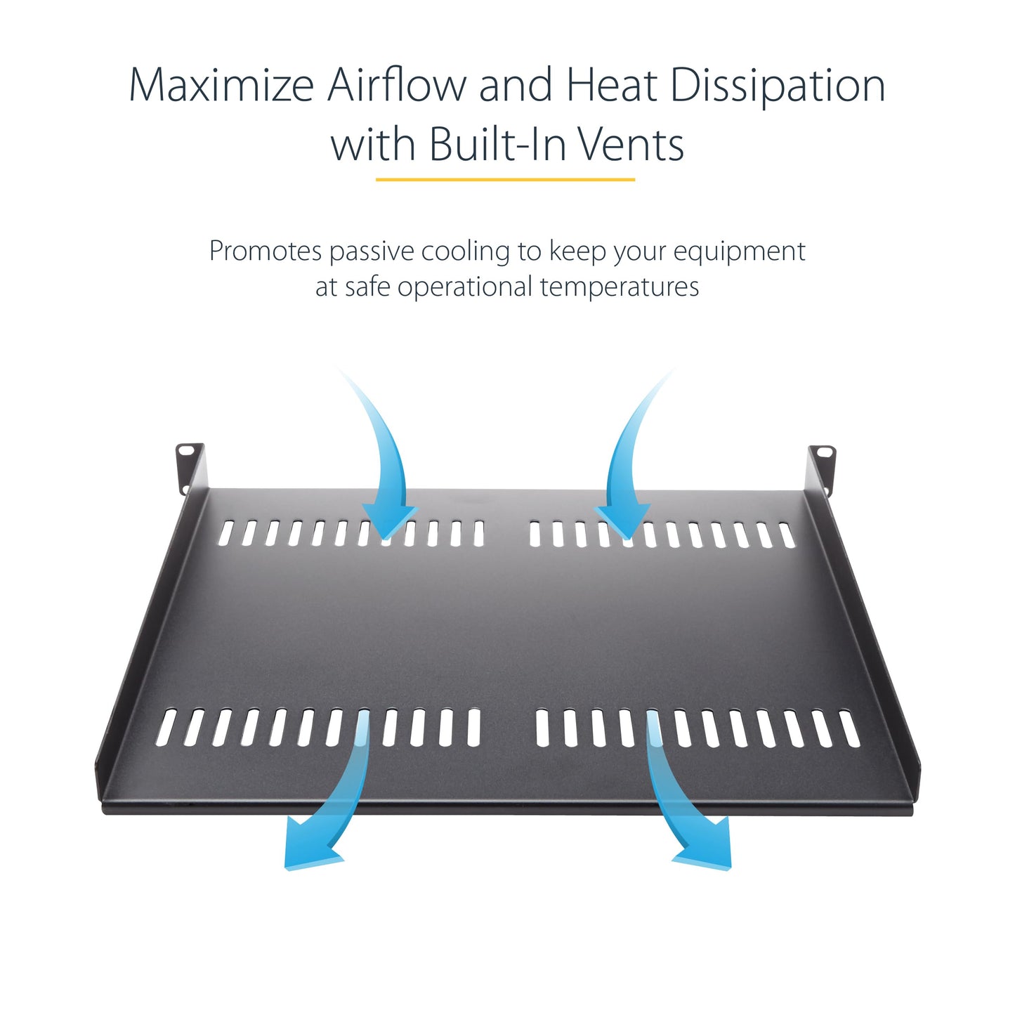 StarTech.com 1U Server Rack Shelf - Vented Rack Mount Cantilever Tray for 19" Network Rack & Cabinet, 44lb/20kg, 10" Deep