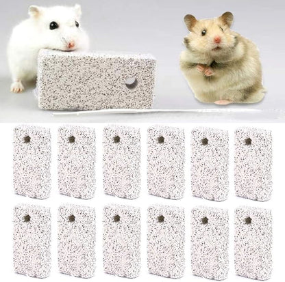 20 Pcs Small Animal Pet Lava Bites Chews Toy Teeth Grinding Block Mineral Calcium Stone for Hamsters Parrot Chinchillas Rabbits Guinea Pigs Gerbils