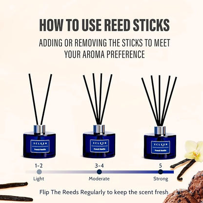 Xcleen Reed Diffuser Set, 6.7Oz French Vanilla Scented Oil Diffuser for Home & Office Decor, Air Freshener for Anyroom