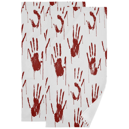Pfrewn Red Bloody Scary Hands Hand Towels Set of 2 Halloween Fall Autumn Winter Bathroom Towel 16x30 in Soft Absorbent Guest Bath Towel Kitchen Dish Towel Spa Home Decor Gifts