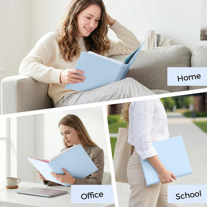 SKYDUE 1 Inch 3 Ring Binder with 8 Tab Dividers & 24 Labels, Pastel Binder Organizer for Letter Size Paper, Aesthetic School Binder for Notes, Documents, Office & Home Organization, Blue