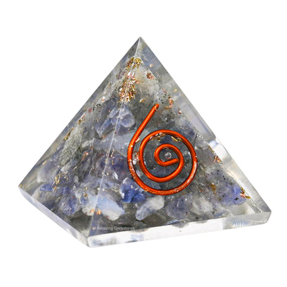 Amazing Gemstone Iolite Orgone Pyramid - 30mm Small Orgonite Pyramids with Crystals and Healing Stones - Authentic Organite Gifts