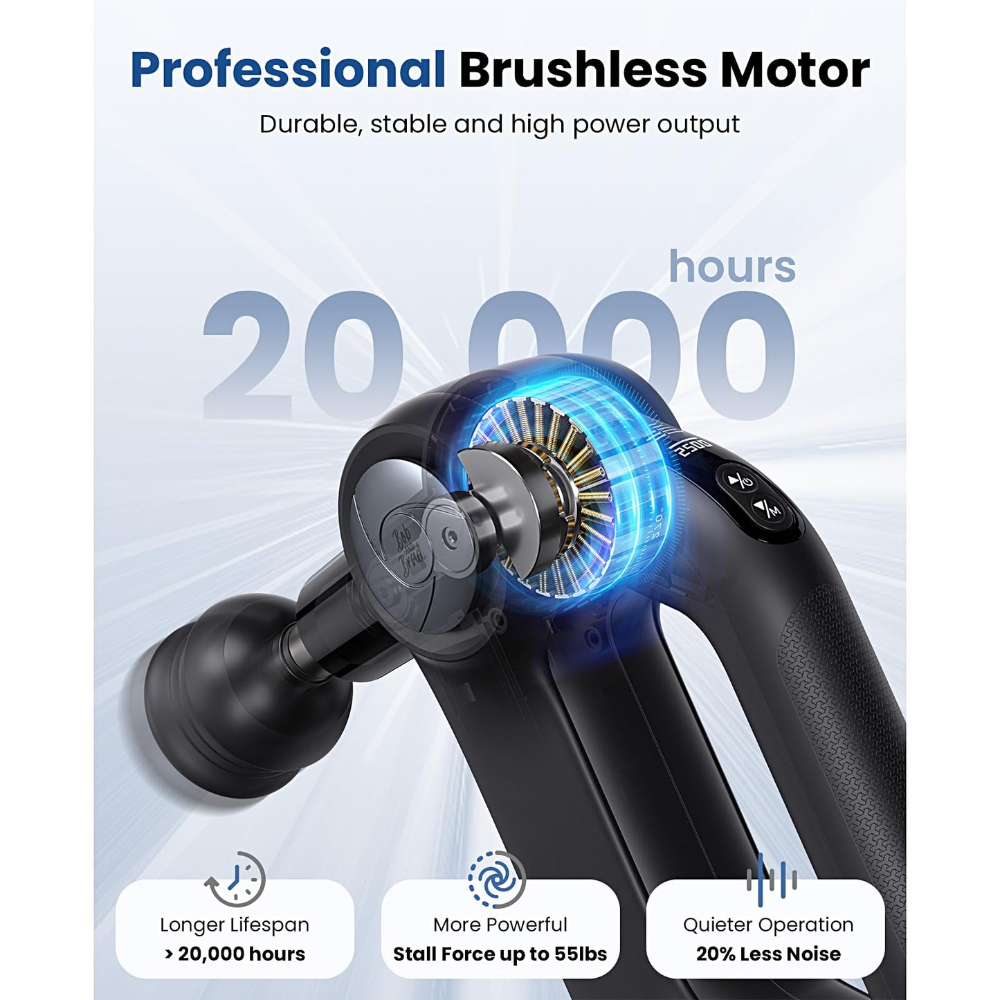 BOB AND BRAD D5 Pro Plus Massage Gun with Heat, 13mm Amplitude Deep Tissue Percussion Massage Gun with Max Power for Muscle Therapy, Professional Muscle Massager, Ideal Gift