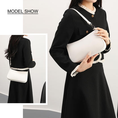 NIUEIMEE ZHOU Small Shoulder bag with 2 Removable Straps Cross Body Clutch Purse Handbag for Women (Style 3-Leather White)