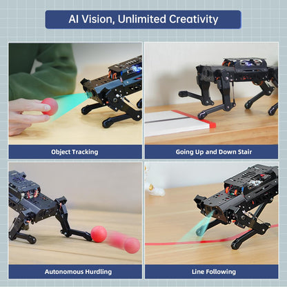 PuppyPi Robot Dog with ChatGPT Large AI Models AI Embodied Intelligence ROS Robotic Dog Vision Scene Voice Understanding SLAM Mapping Navigation Bionic Quadruped Robot, Standard Kit & RaspberryPi5 2GB