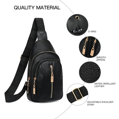 GOIACII Cossbody Bag for Women Sling Bag Anti Theft Travel Purse Fanny Packs Leather Black