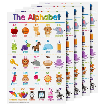 Alphabet Educational Charts for Preschool to Gradeschool – Bright and Colorful Visual/Learning Aid Wall Art Poster for Classroom or Home | Printed on Glossy Durable Cardstock | 11" x 17" | 5 per Pack