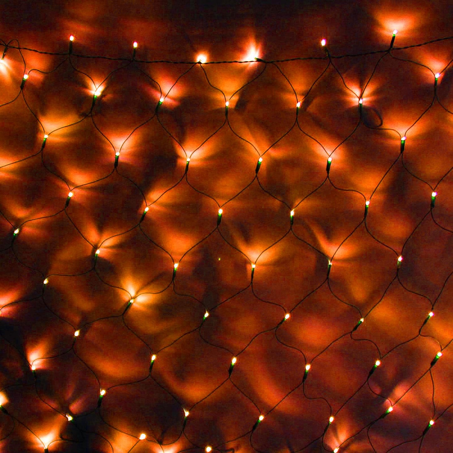 198 LED Orange Net Lights Outdoor Mesh Lights 9.8ft x 6.6ft for Garden, Lawn, Shrubs, Party, Wedding, Halloween Decorations, 8 Modes & Memory Function, Connectable, Blackish Green Wire-Orange
