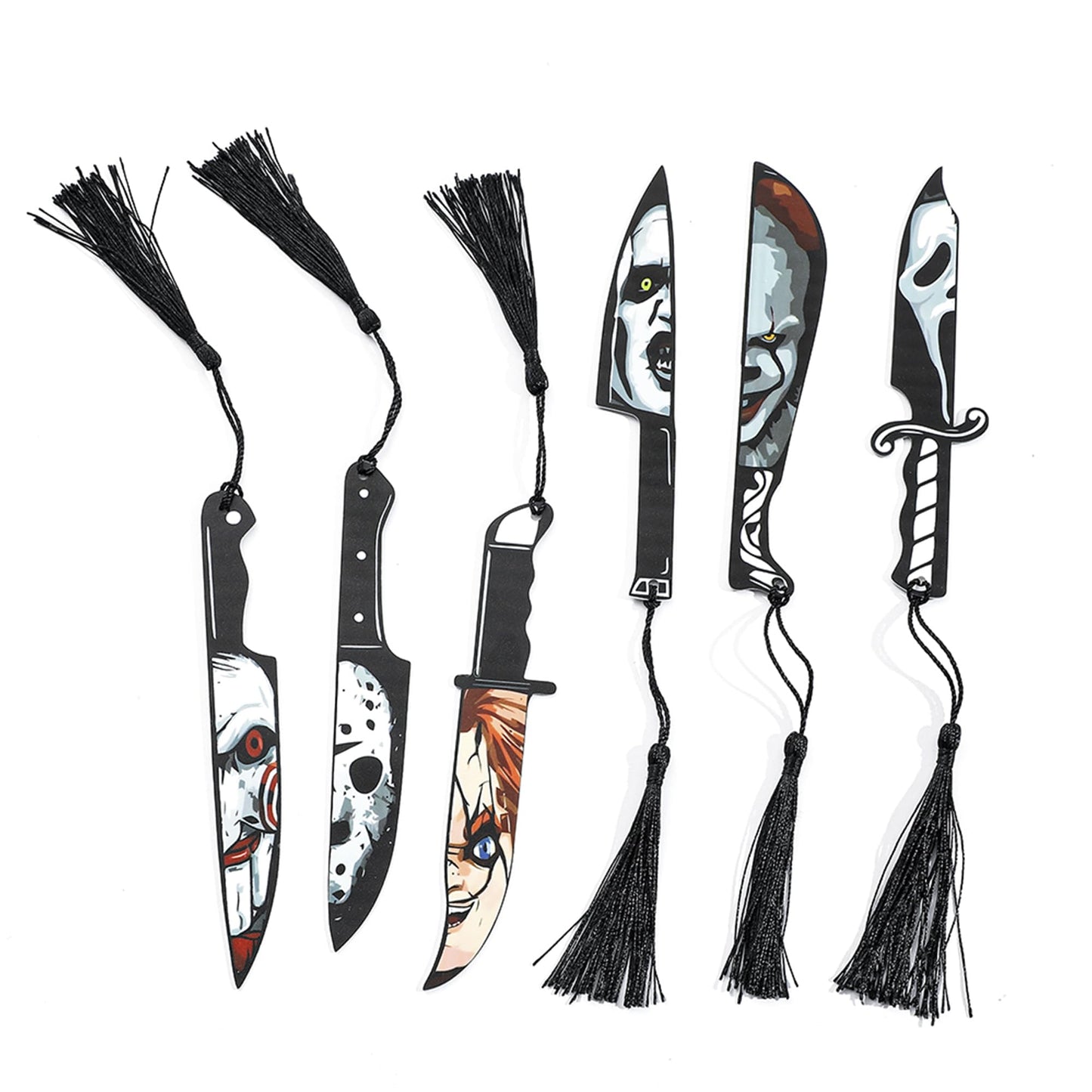 Horror Movie Knife Bookmark Set, Ghostface Gothic Dagger Bookmarks for Men & Women, Bookmarker Reading Gifts for Horror Book Lovers(6pc Knife)