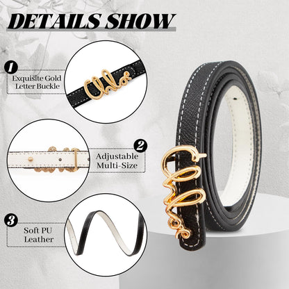 LJCZKA Faux Hide Waist Strap Double Sided for Ladies, Adjustable Hip Band with Golden Clasp for Daily Outfit Casual Wear (BlackGold)