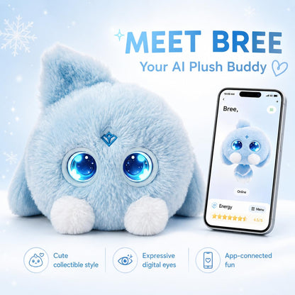 OKIVIVI AI Plush Companion, GPT-Powered Voice Chat Stuffed Toy with Conversation Memory, Expressive LED Eyes and Touch Response, Cute Stuffies Interactive AI Toys Gift for Teens