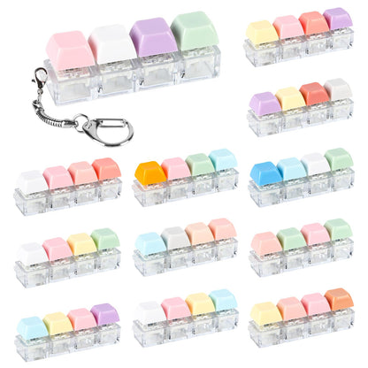 yisncka 12 Pcs Keyboard Fidget Keychain Keycap Stress Relief Fidget Keyboard Clicker for Office Gifts Adults ( 4 keys )