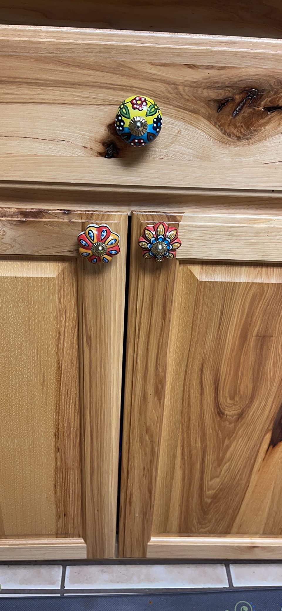 Craft Trade Ceramic Cabinet & Drawer Knobs – Decorative Kitchen Cabinet Hardware, Cupboard & Dresser Knobs – Handcrafted Furniture Pull Handles, Round Design (Colorful, Set of 6)