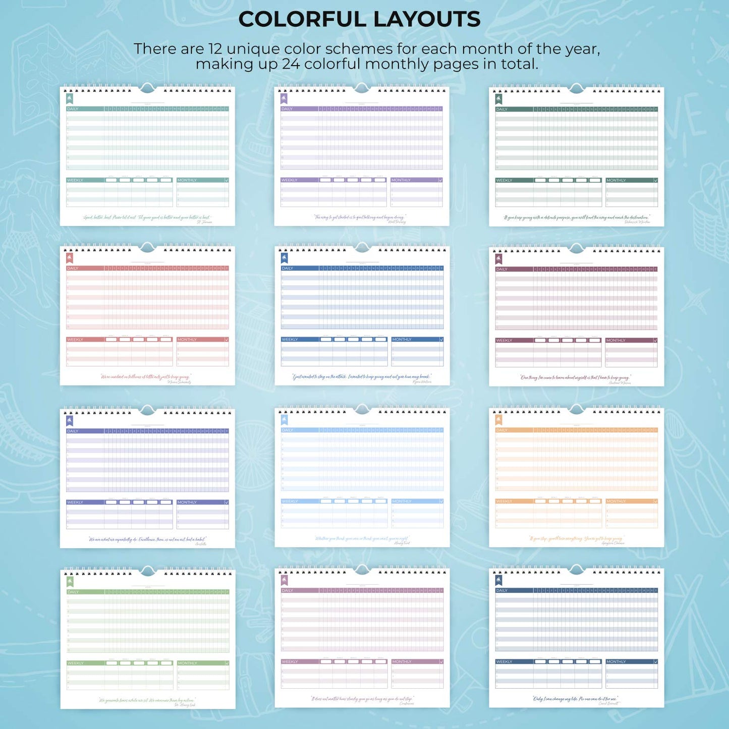 Clever Fox Habit Tracker Calendar – Inspirational Goal Tracker and Habit Calendar for Atomic Habits – Colorful Habit & Goal Planner Journal to Boost Productivity – 24 Months, 10″ x 8″ (Turquoise)