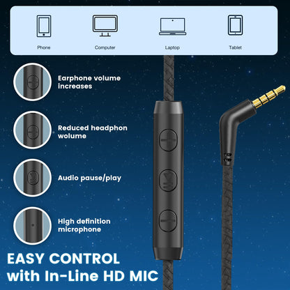 Cowyawn Over Ear Headphones Wired, 3.5mm Foldable Wired Headphones with Microphone, Volume Control, HD Stereo Sound, Lightweight Headphones for Adult/Teens/Chromebooks/Laptop/Computer/Tablets, Black