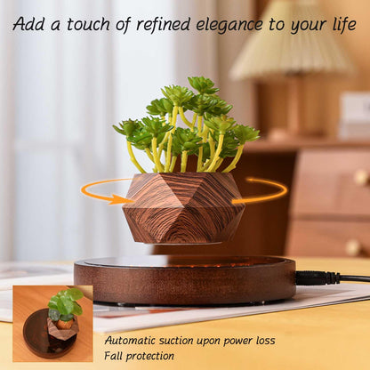 CENTRALEV Magnetic Levitating Plant Pot with LED Light, 360° Rotating Floating Planter for Succulents, Unique Gift for Christmas, Valentine's & Mother's Day, Modern Home Office Desk Decor