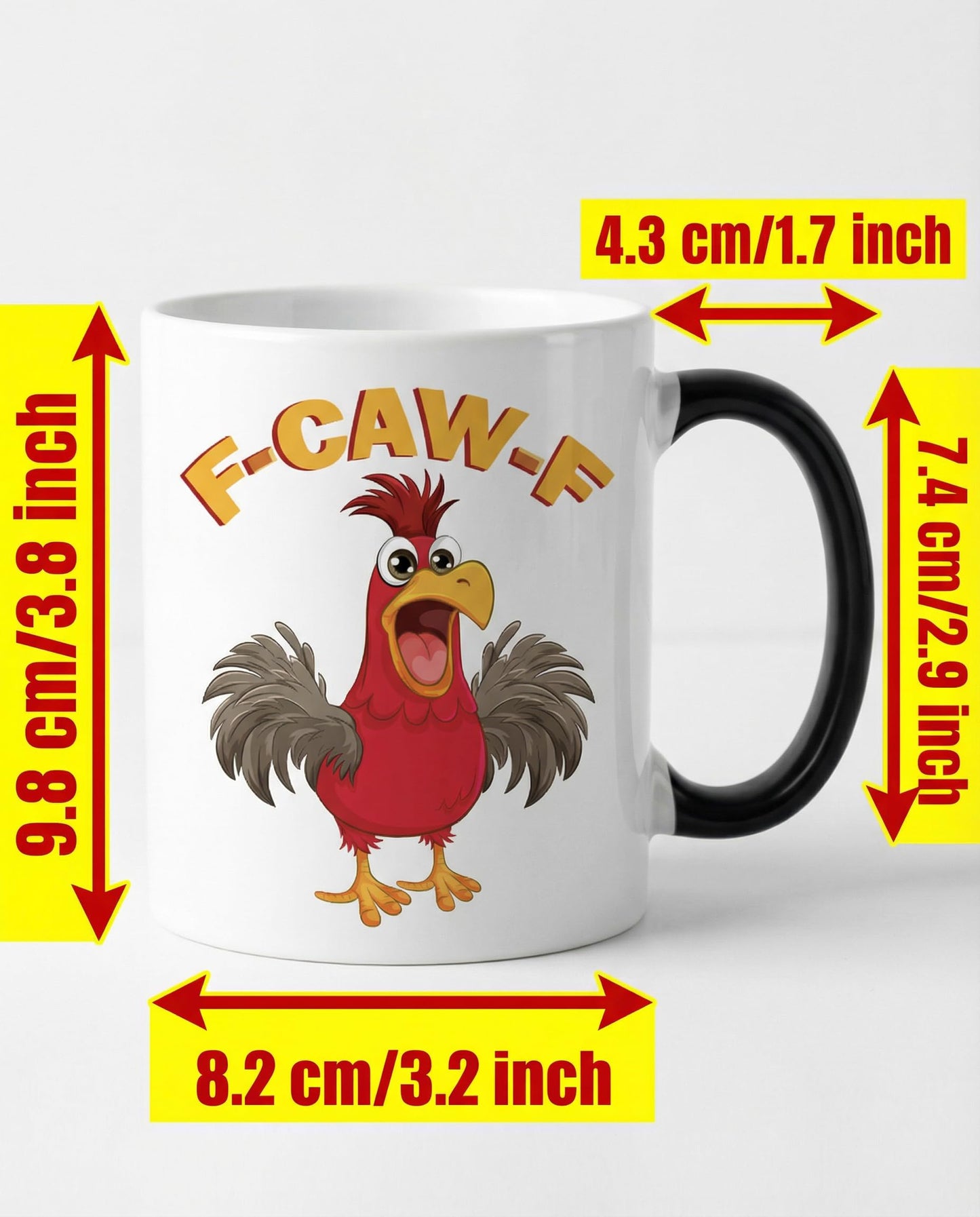 KITURE Caw-F Funny Heat changing Coffee Mug – Hilarious Chicken Pun Gift for Men & Women, Novelty Chicken Coffee Cup for Home & Office, Perfect Birthday & Office Gift 11oz Sarcastic Ceramic Tea Mug