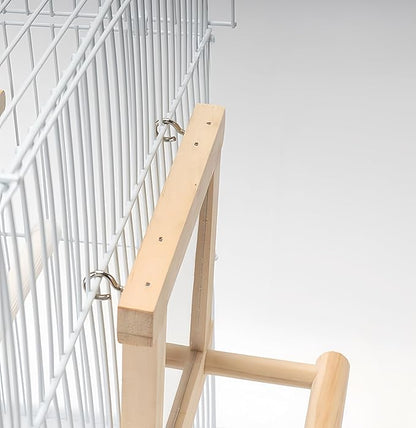 Natural Wood Bird Stand with Mirror, Perch and Swing Toy for Parakeets, Hummingbird, Lovebirds and Cockatoos (1 Pack)
