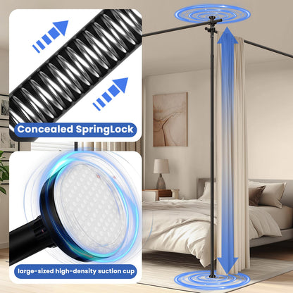 Room Divider No Drill Tension Curtain Rods Wall Divider for Room Separation (W) 35-200in×(H) 43-120in Adjustable, Heavy Duty Partition Space Separator Freestanding Tension Curtain Stand, Black