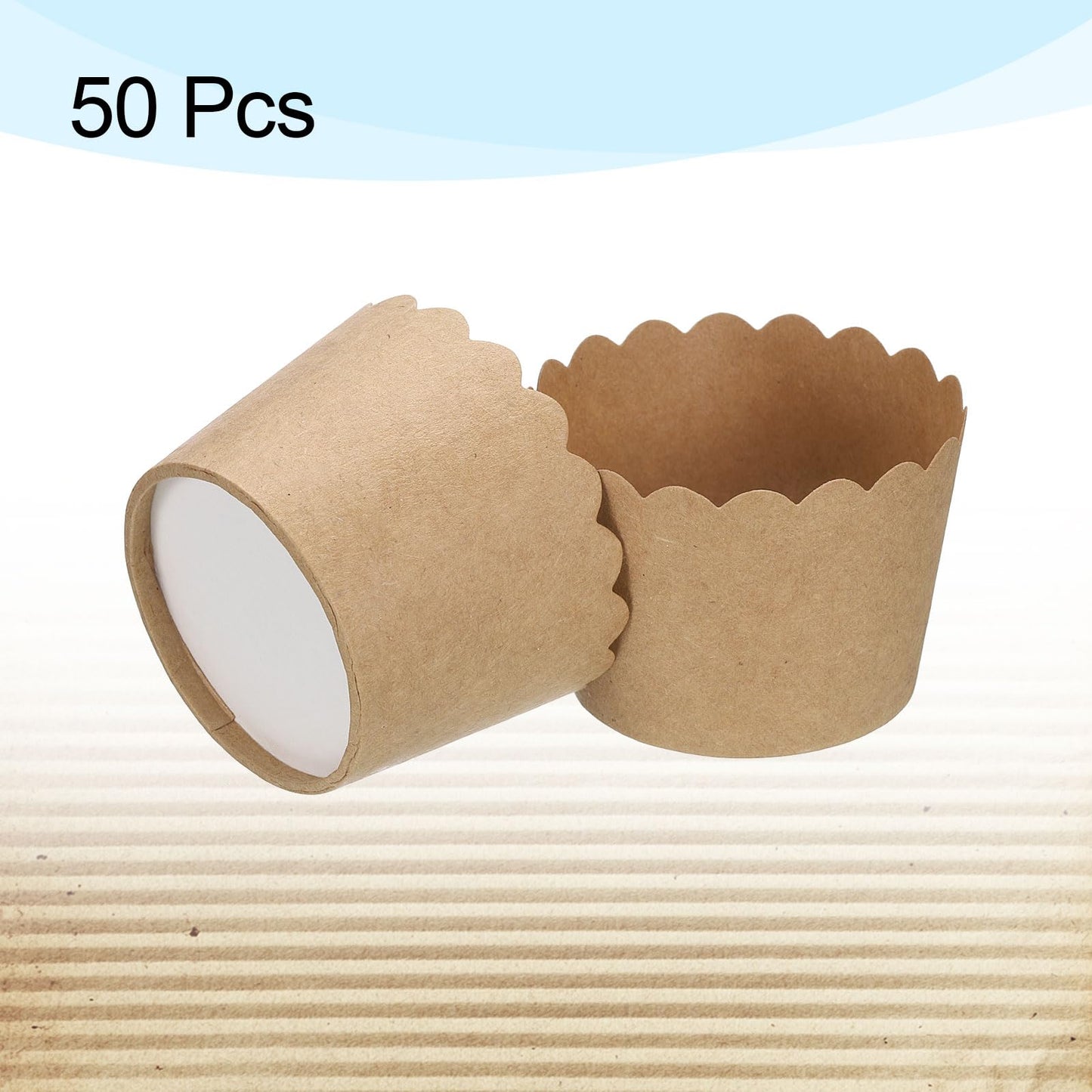 HARFINGTON 50Pcs Paper Baking Cups Small Brown Kraft Paper Muffins Liner Cupcake Greaseproof Disposable Bulk Wrappers for Wedding Birthday Graduation