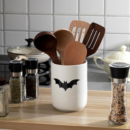 Sawysine Gothic Bat Ceramic Utensil Holder Christmas Kitchen Crock Storage Accessories Decoration for Home Farmhouse Kitchen Countertop Storage Organizer Container Gifts