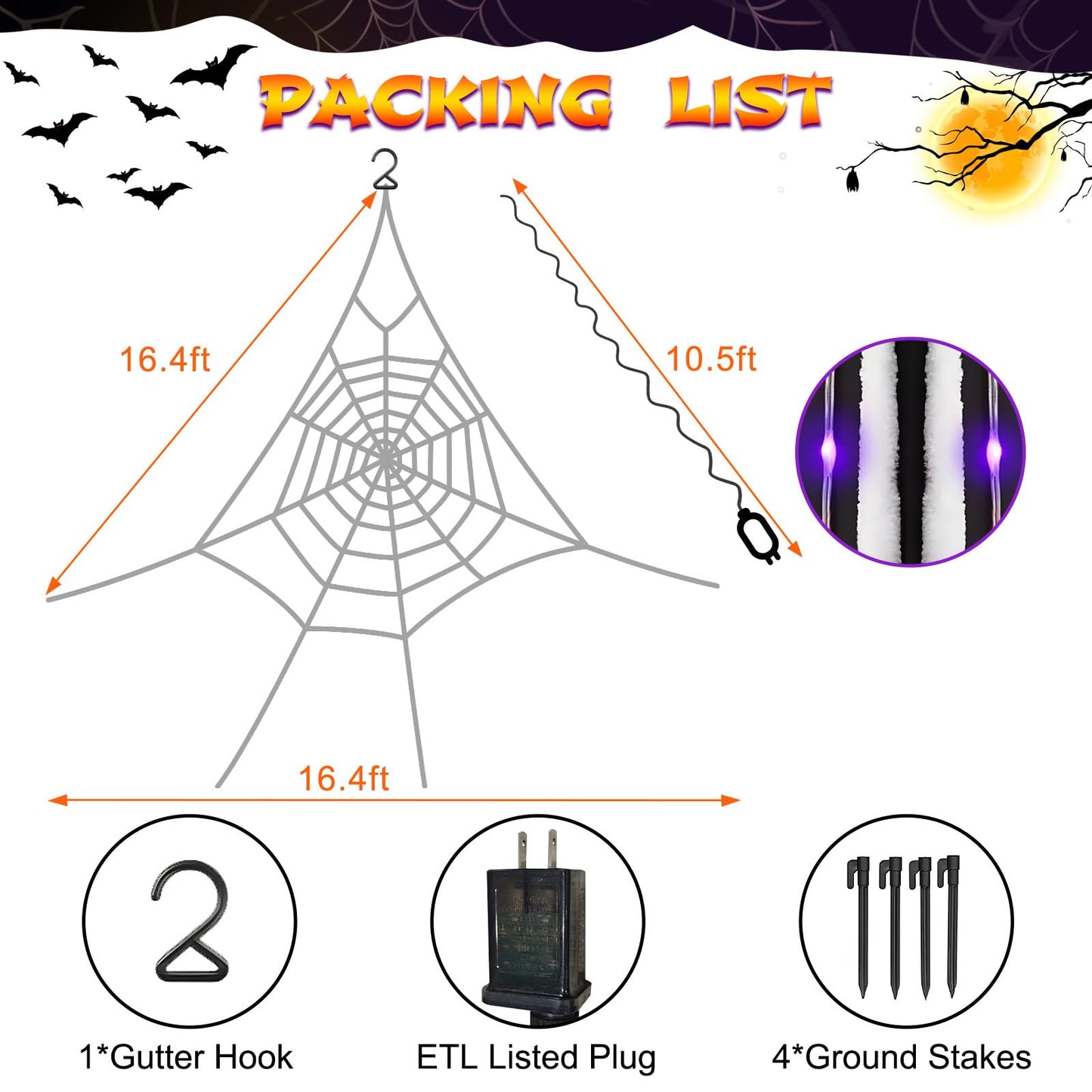 Giant Spider Webs Halloween Decoration Outdoor,Halloween Spider Web for Scary Halloween Yard Decorations