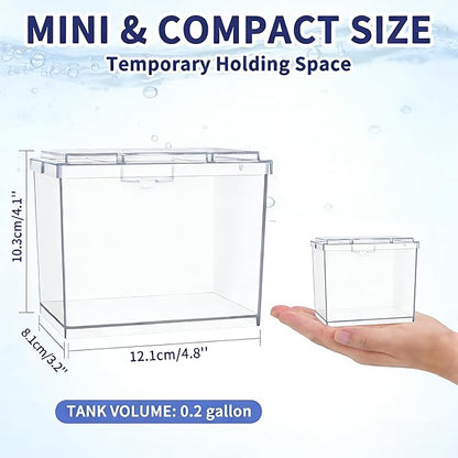 MoonOrange Mini Betta Fish Tank, Small Fish Bowl for Temporary Space, 0.2 Gallon Stackable Cube Tank with Artificial Plants and Gravels for Small Fish, Insect, Shrimp, Crab, Spider. (Pack-2)