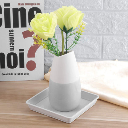 Yardwe 10Pcs Square Plant Saucers, Plastic Drip Tray for Potted Plants, Indoor & Outdoor Flower Pot Water Catcher, 5.9 X 5.9 X 0.9 Inch, White