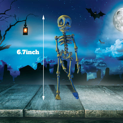 Lacabin Poseable Skeleton Fridge Magnets Set of 4, Funny 3D Skull Refrigerator Decor for Halloween