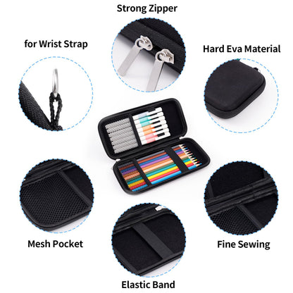 iDream365 Upgraded Hard Pencil Case Box for Adults,Durable Pen Carrying Case with Zipper-Black
