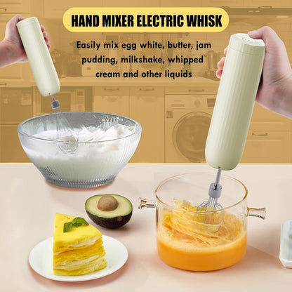 4-in-1 Electric Hand Mixer, Electric Whisk, Mini Onion Chopper 10Oz, Small Cordless Hand Blender, Milk Frother Wand for Coffee, Matcha, 4 Speed Rechargeable Food Processor for Baby Food Maker