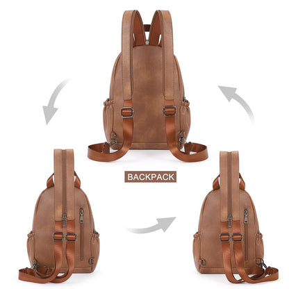 CLUCI Sling Bag for Women Leather Women's Backpack Small Convertible Backpack Purse for Women Travel Hiking Cycling
