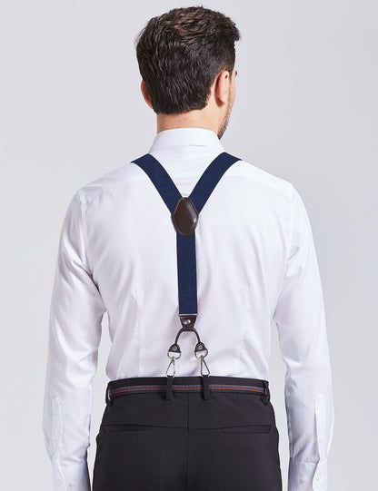 Ausukler Men's Suspenders with Swivel Hooks and Adjustable Braces, Suitable for Heavy Duty, Big and Tall, Black (Navy Blue)