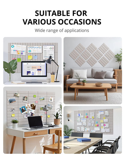 Woovio Cork Board 48"x36" Large Felt Bulletin Board with Self Adhesive, Cork Boards for Walls for Office-12 Pack Pin Board Use in Home Classroom Office Wall Decor Light Camel
