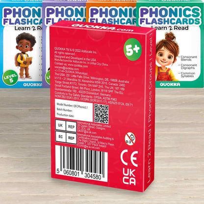 QUOKKA English Alphabet CVC Flash Cards – Learn to Read Set for Kids Ages 3-5 and 4-8 – Phonics Cards for Toddlers 2-4 Years and Kindergarten Learning – Reading Tools for Kids & Homeschool Essentials