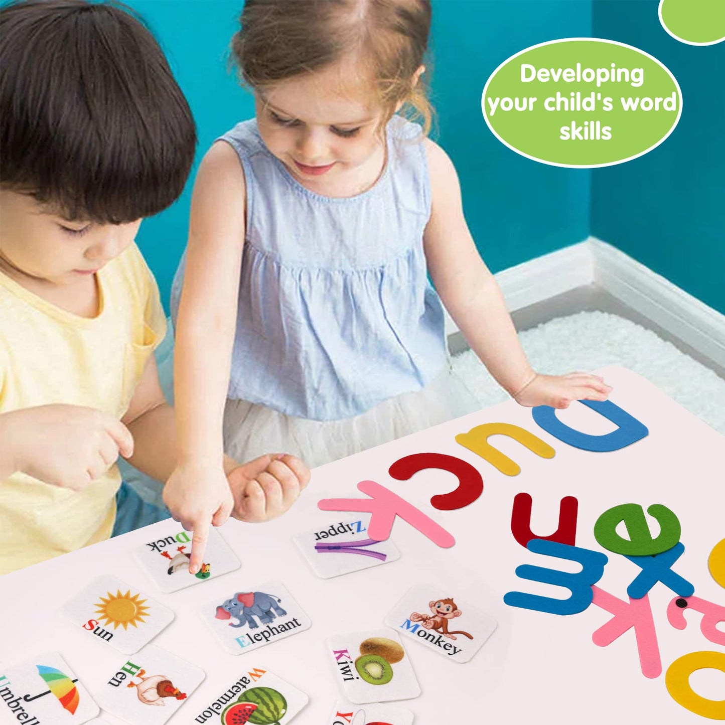 Craftstory 130 Pcs Alphabet Learning Toys Letters-Felt Montessori Board for Toddlers with Flashcards Preschool Spelling Vocabulary Activities Educational Toys for 3 Year Old