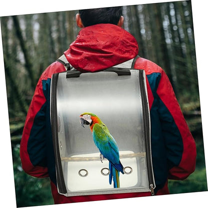 Totority Bird Carrier Backpack for Travel Comfortable Parrot Carrying Bag with Smooth Zipper Transparent Breathable Design for Birds for Outdoor Use Includes Perch for Comfort