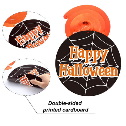 Blulu 50 Pcs Halloween Ceiling Decorations Halloween Hanging Swirl Witch Bat Boo Pumpkin and Spider Trick Foil Swirl Hanging Decorations Streamers Ceiling for Home Indoor Outdoor Party Office