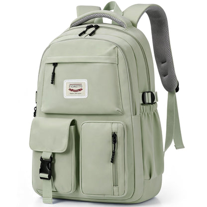 FIORETTO School Backpack for Teen Girls & Women with Compartment, Lightweight School Bag Bookbag with Multiple Pockets, Ideal for Middle High School, College, Travel, Green 25L