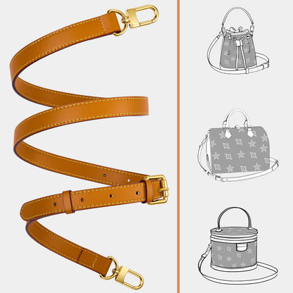 LWMYFZX Genuine Vachetta Leather Crossbody Strap | Adjustable Replacement Shoulder Strap for Handbags, Purses & Clutches (Beige yellow)