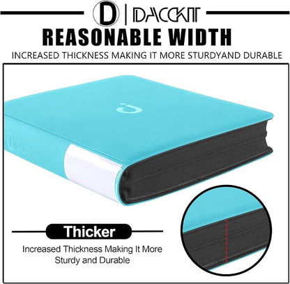 D DACCKIT Card Binder 16 Pocket - Fits 1024 Cards，4X4 Ringless Card Album with Sleeves for Trading Cards & Sports Cards（Model A，Classic Turquoise）