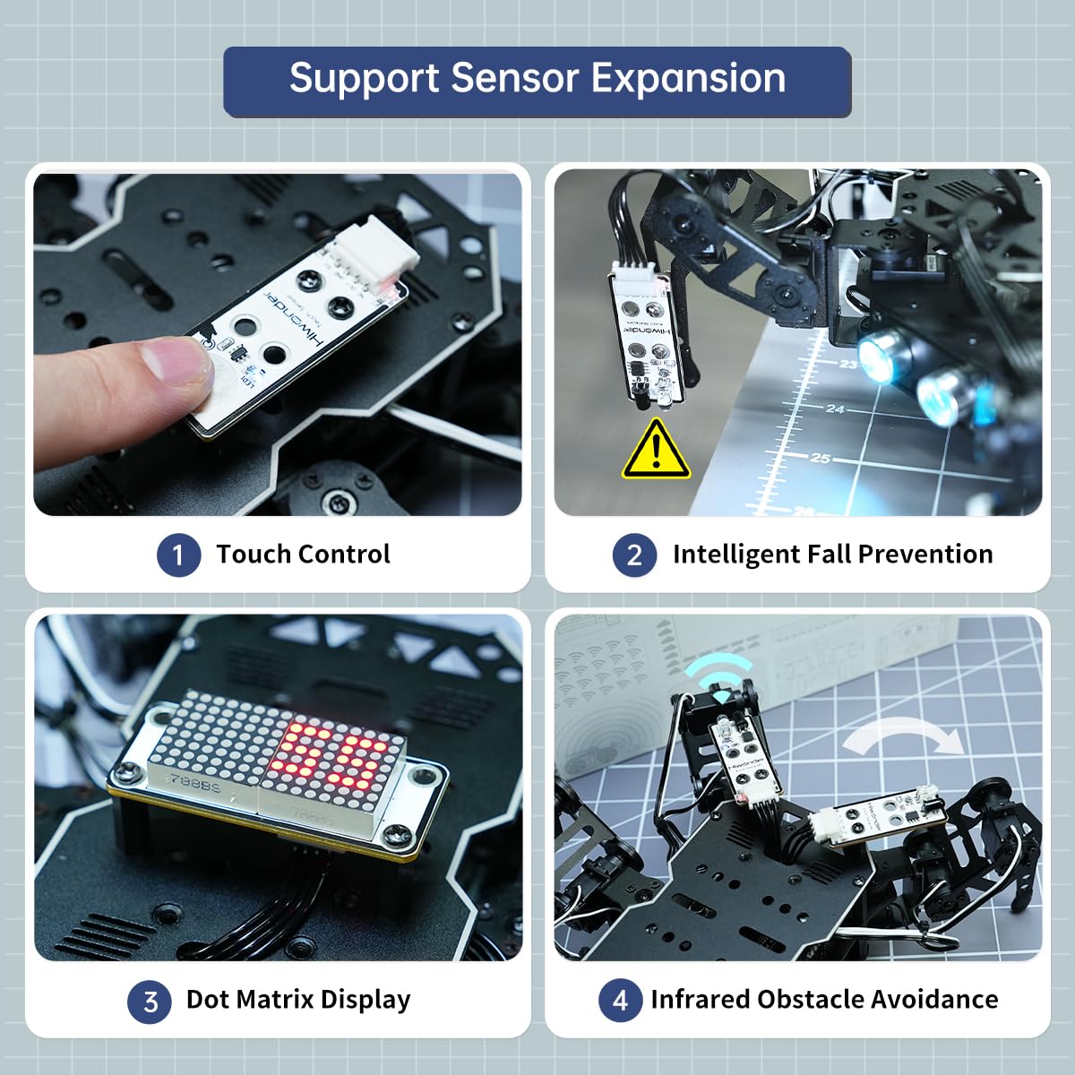 18DOF Hexapod Robot for Arduino Programming, Spider Walking Crawling Self-Balancing AI Vision Voice Control Obstacle Avoidance, STEM Education Open Source Robot with Tutorials, miniHexa Advanced Kit