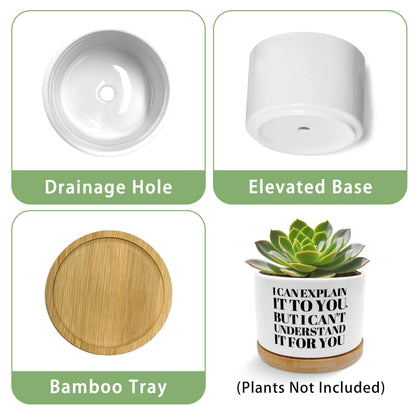 EVIHCG Humorous Quote Planter Pots, Funny Gifts for Women Men Friends Teachers, I Can Explain It to You Ceramic Succulent Plant Flower Planters for Home Office Desk Table Shelf(No Plants)